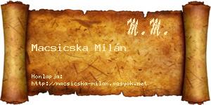 Macsicska Milán névjegykártya