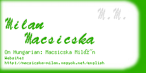 milan macsicska business card